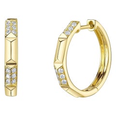 0.24ct Round Brilliant Cut Diamond Geometric Hoop Earrings