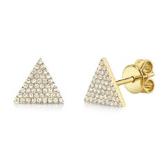 0.24ct Round Brilliant Cut Diamond Pave Triangle Stud Earrings