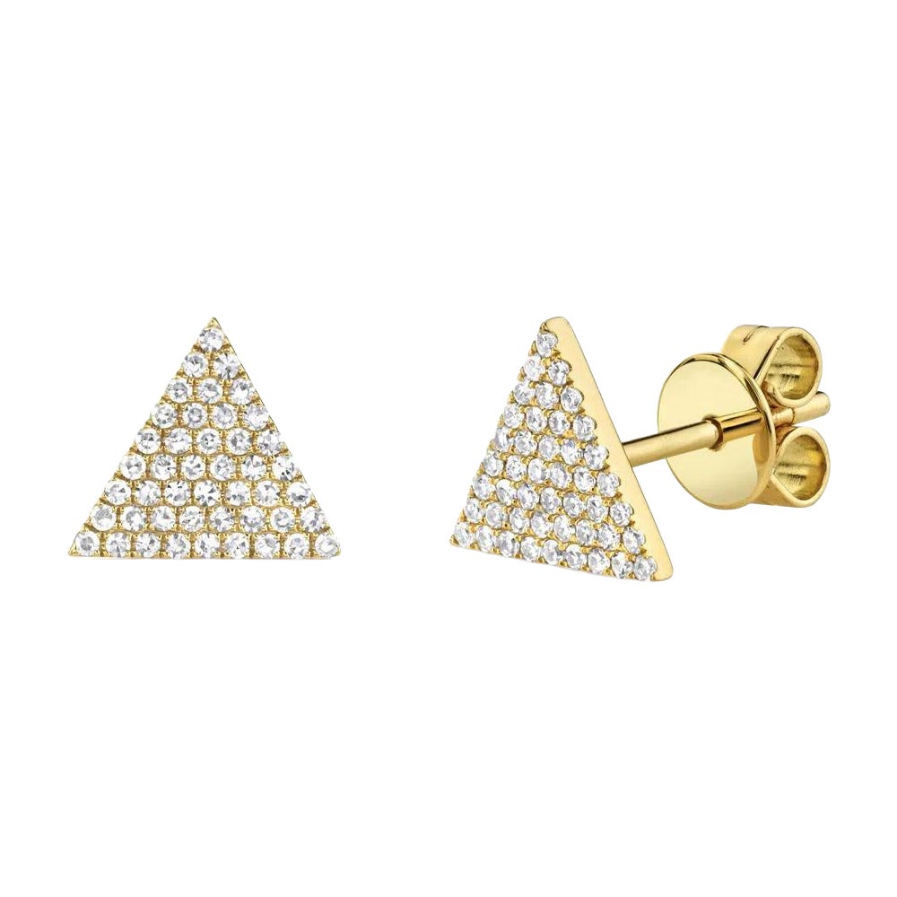 0.24ct Round Brilliant Cut Diamond Pave Triangle Stud Earrings im Angebot