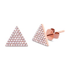 0.24ct Round Brilliant Cut Diamond Pave Triangle Stud Earrings in 14K Rose Gold