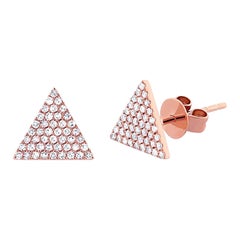 0.24ct Round Brilliant Cut Diamond Pave Triangle Stud Earrings in 14K Rose Gold