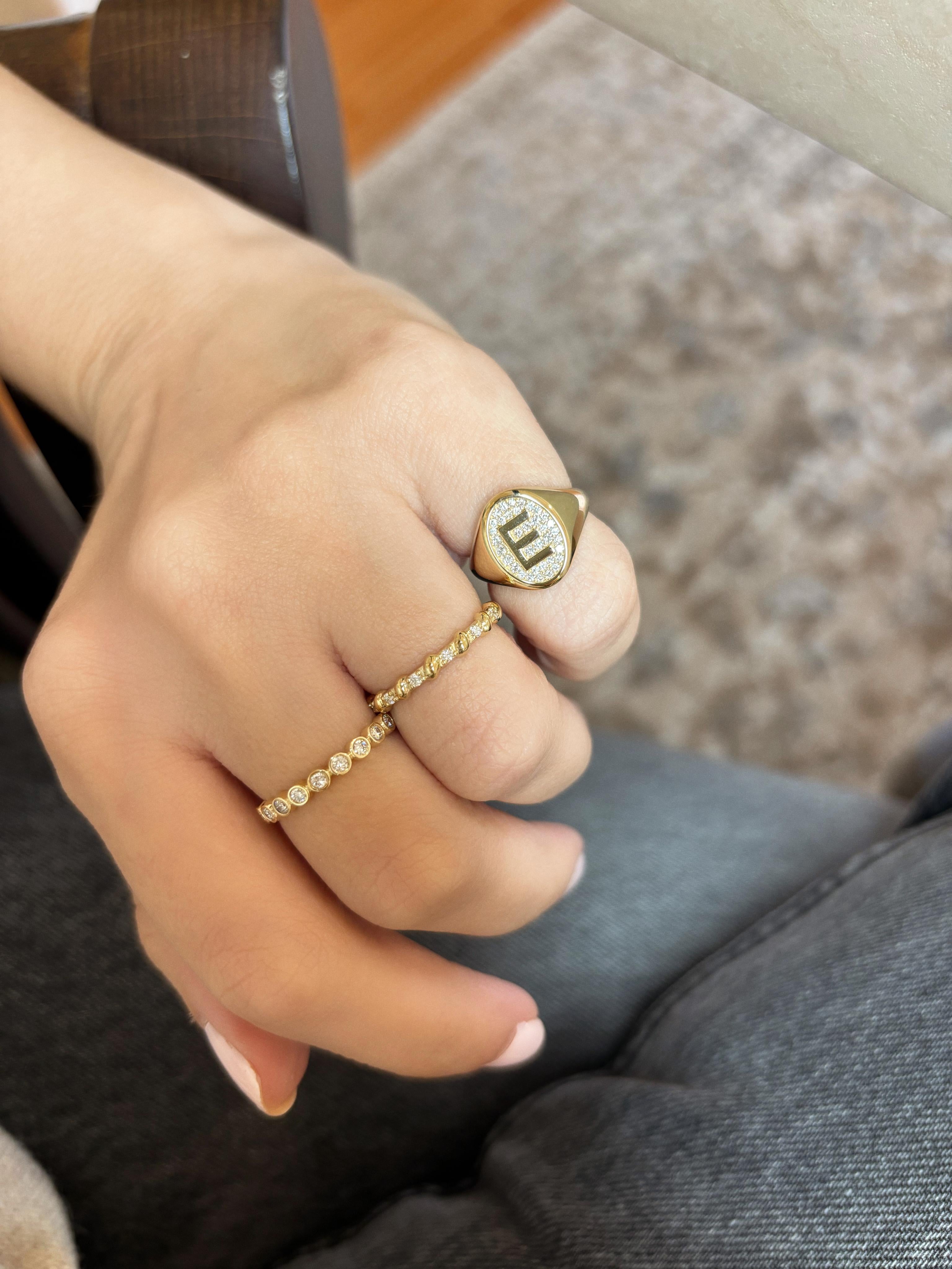 For Sale:  0.24cts Diamonds bezel ring, 18K Yellow Gold 7