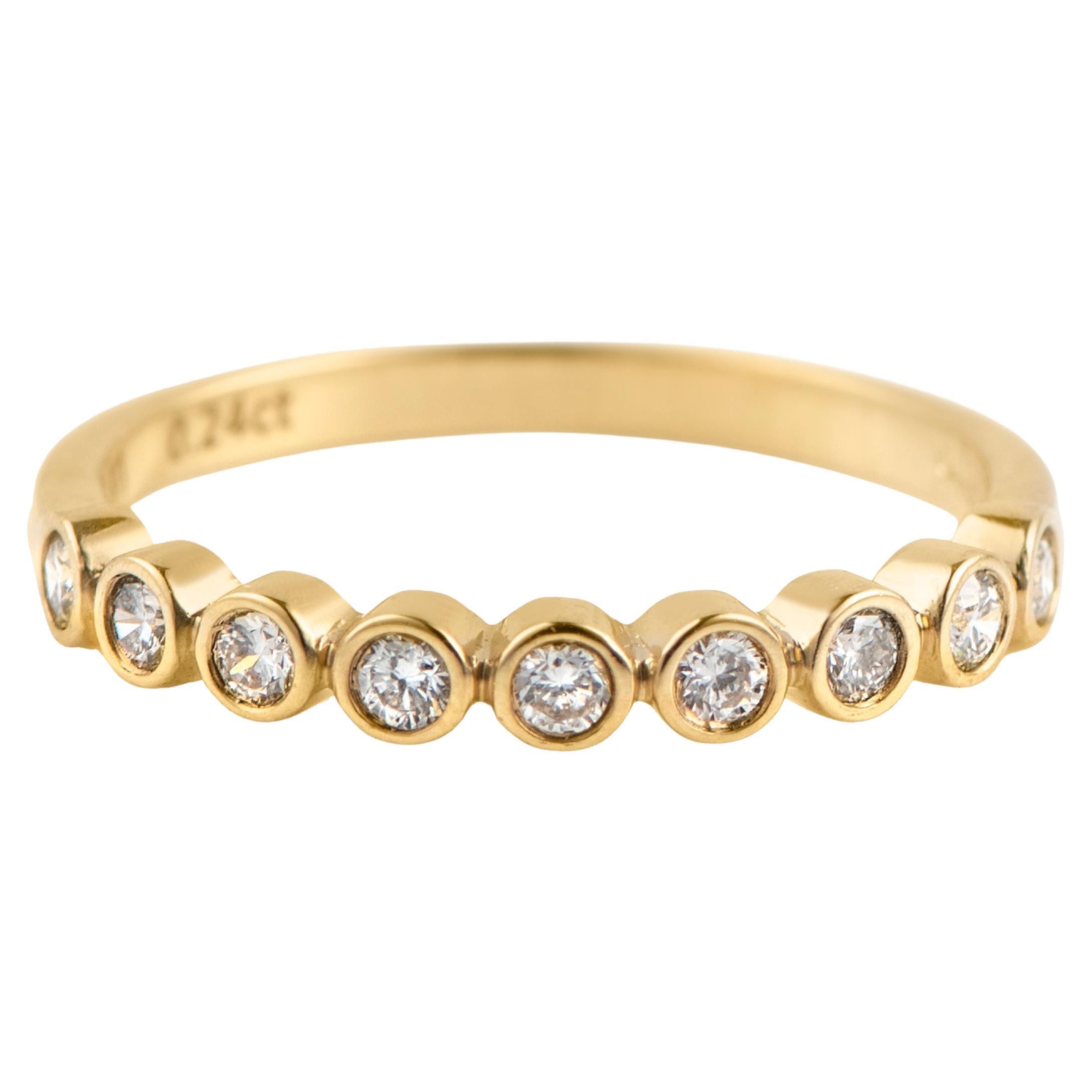 0.24cts Diamonds bezel ring, 18K Yellow Gold