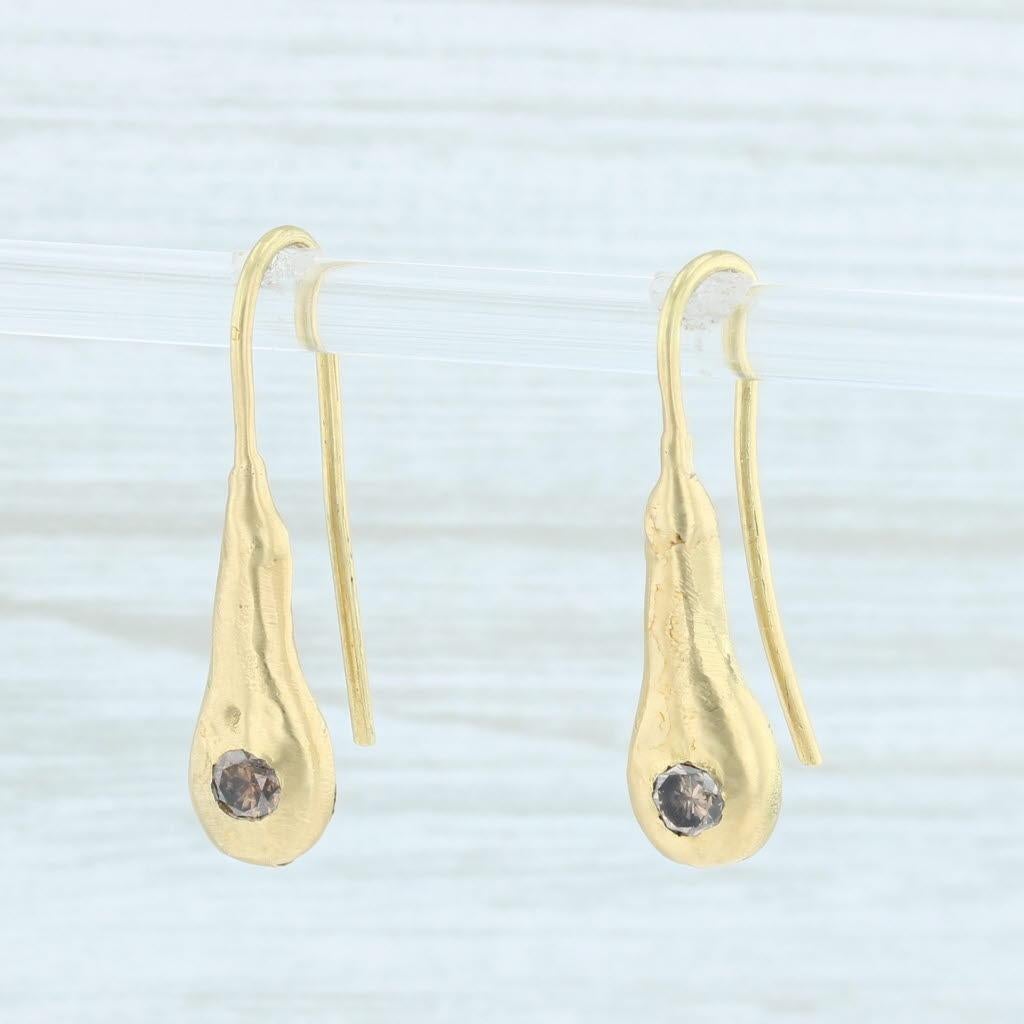 Round Cut 0.24ctw Champagne Diamond Teardrop Earrings 18k Yellow Gold Hook Posts Nordstrom