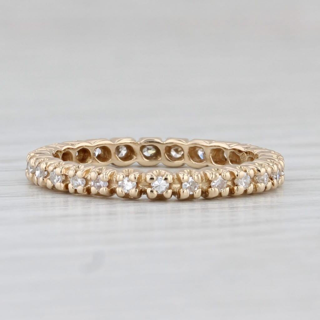 Gemstone Information:
- Natural Diamonds -
Total Carats - 0.24ctw
Cut - Single
Color - F - G
Clarity - VS2

Metal: 14k Yellow Gold
Weight: 2.2 Grams 
Stamps: 14k 
Rise Above Finger: 2.3 mm
Band / Shank Width: 2.5 mm

This ring is a size 6 1/4.
