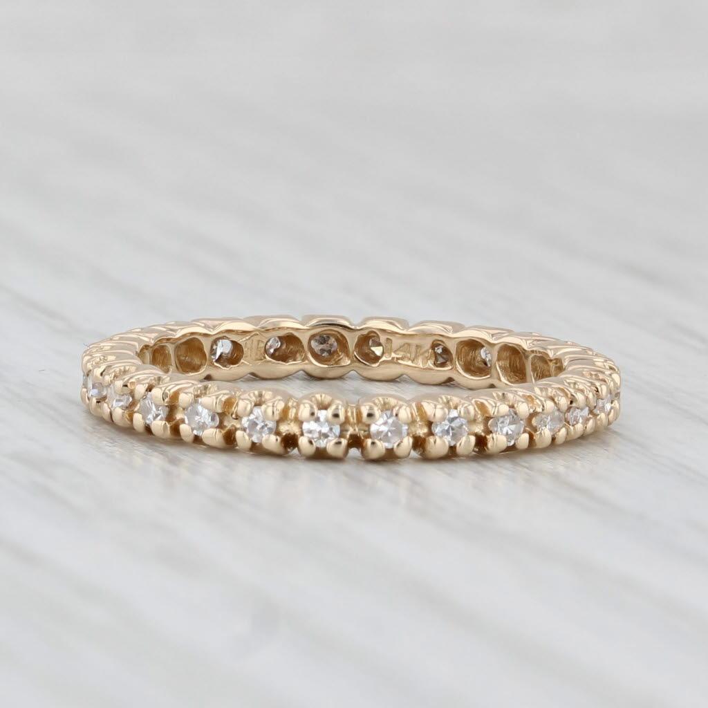 0.24ctw Diamond Eternity Band 14k Yellow Gold Wedding Anniversary Stackable Ring In Good Condition In McLeansville, NC