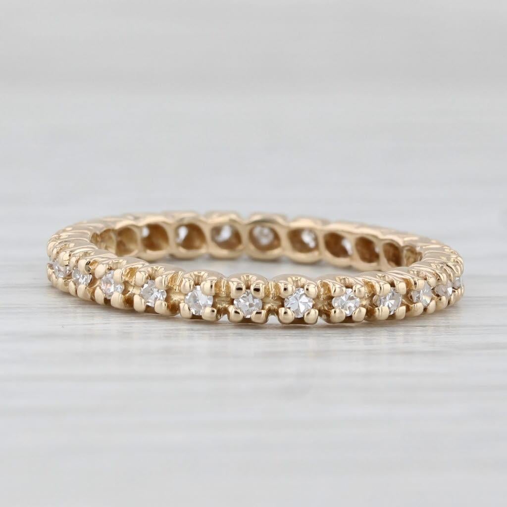Anneau d'éternité empilable d'anniversaire de mariage en or jaune 14 carats avec diamants 0,24 carat 1