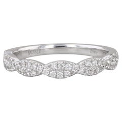 0.24ctw Woven Diamond Stackable Ring 18k White Gold Wedding Band Size 5 Bridal