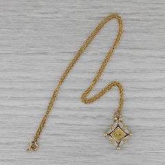 0.24ctw Yellow Diamond Pendant Necklace 14k Gold Convertible Shape Magnetic