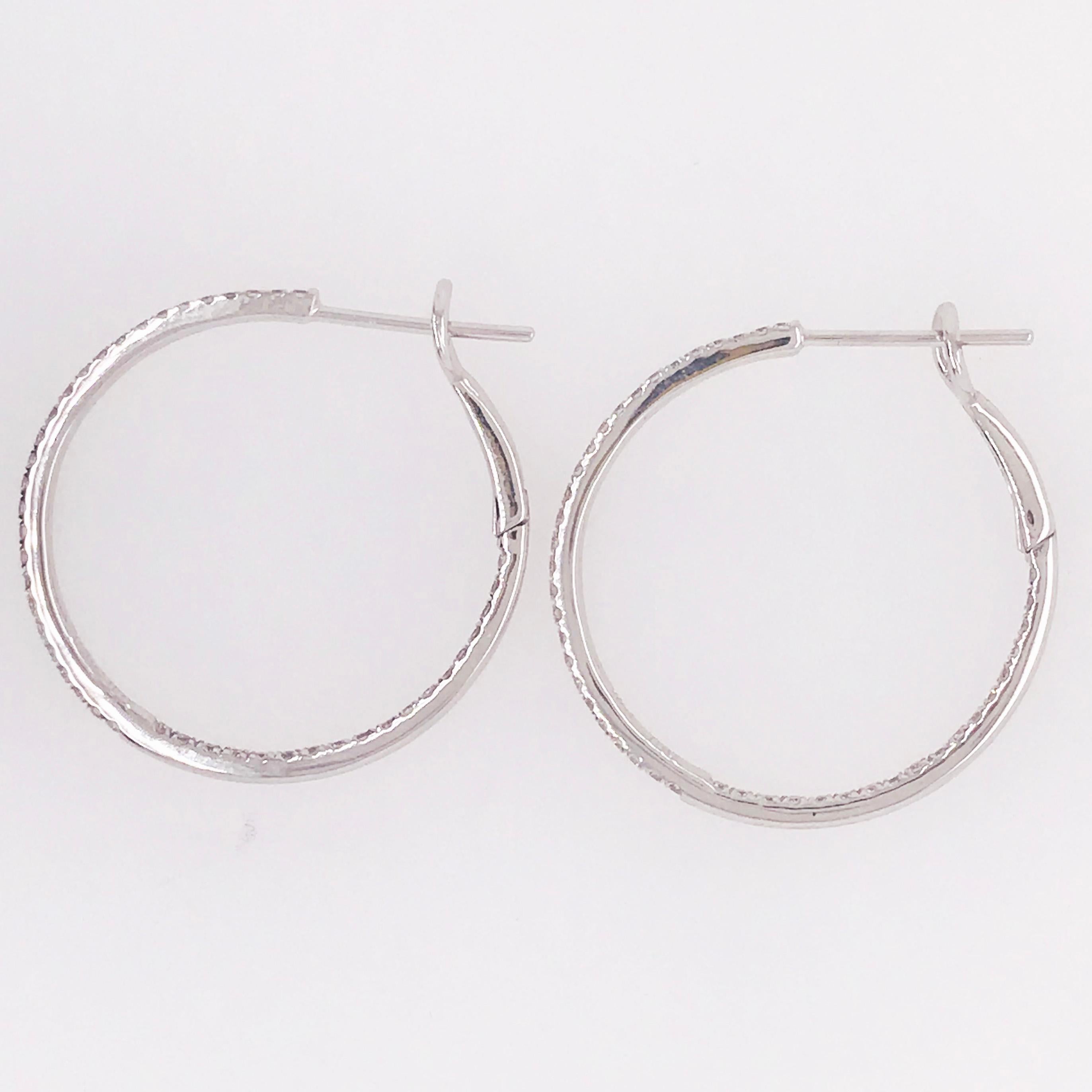 0.25 Carat '1/4 Carat' Diamond Inside Out Hoops, Diamond Hoops In New Condition For Sale In Austin, TX