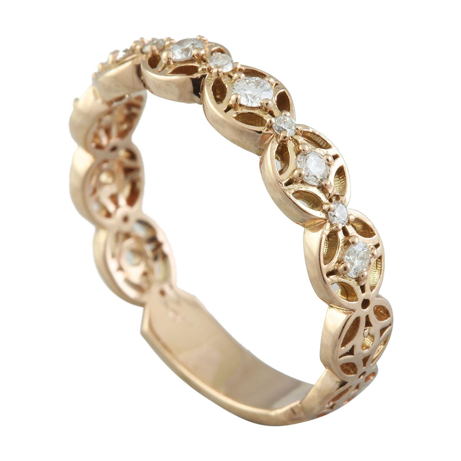0.25 Carat 14 Karat Solid Rose Gold Diamond Ring In New Condition For Sale In Manhattan Beach, CA