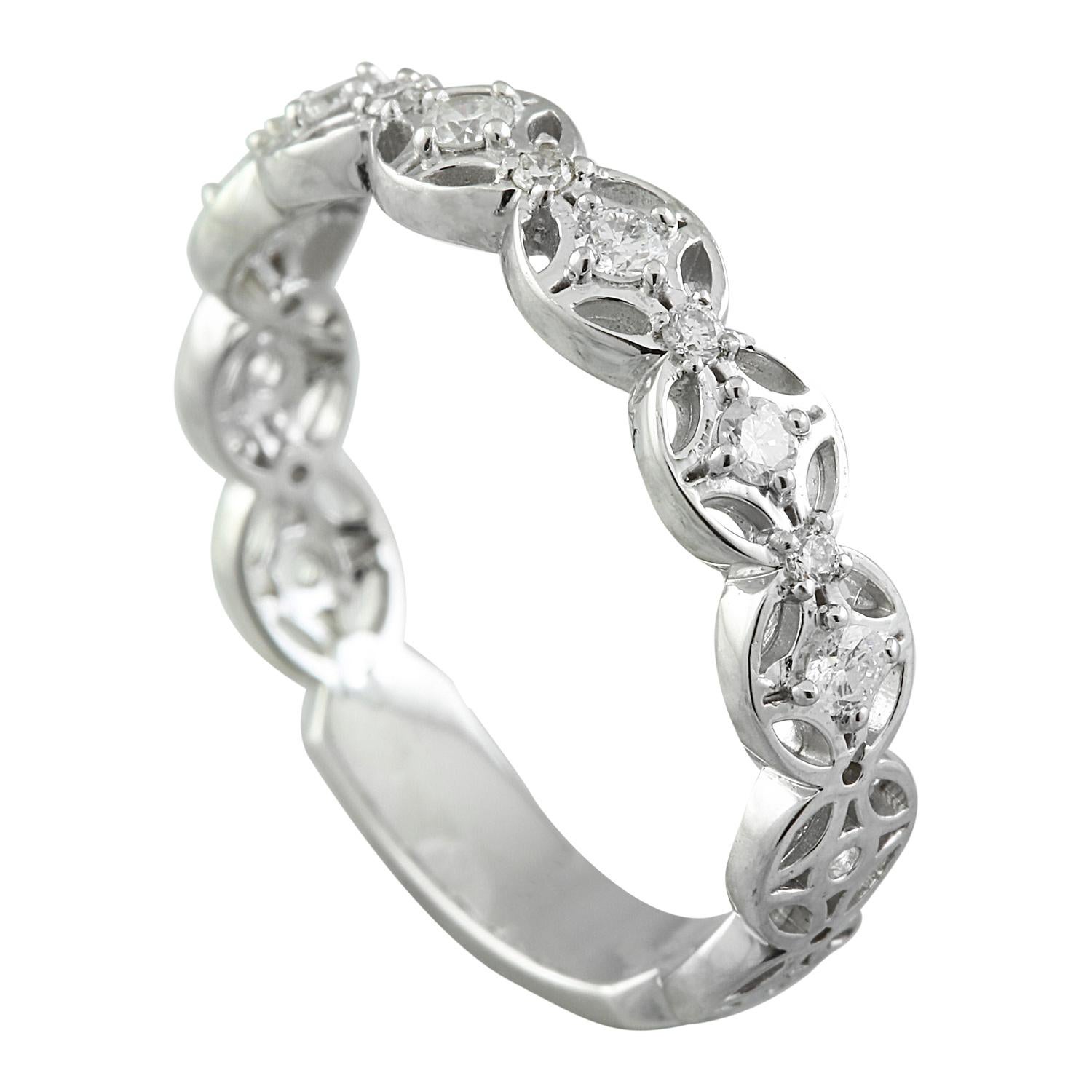Round Cut 0.25 Carat 14 Karat Solid White Gold Diamond Ring For Sale