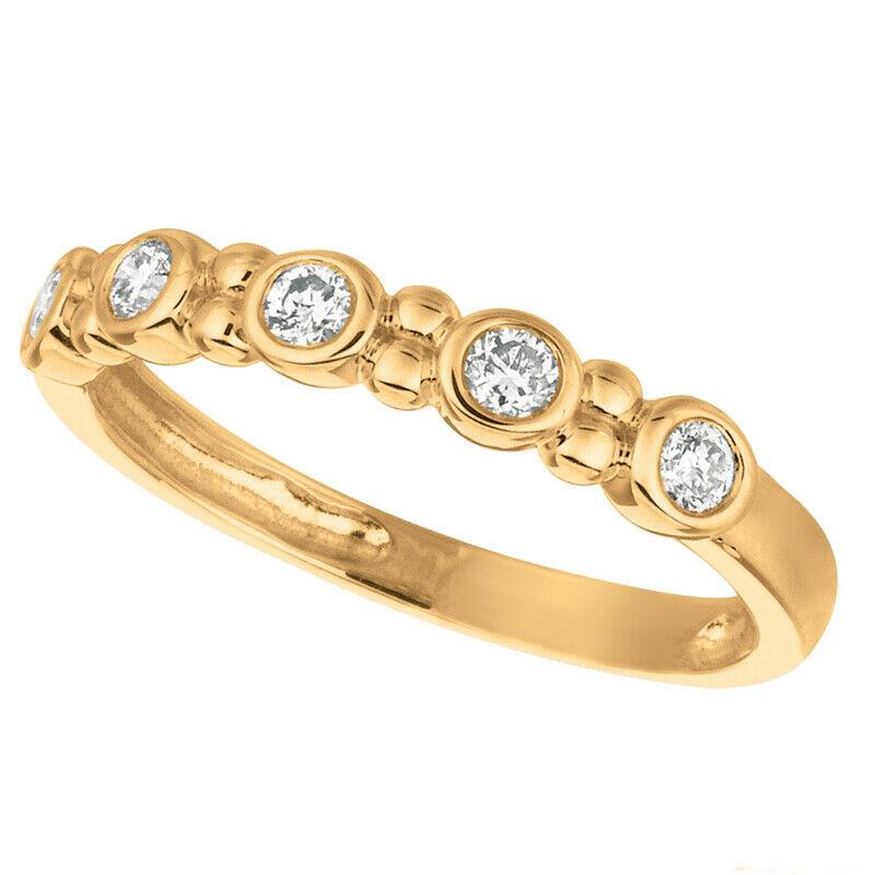 For Sale:  0.25 Carat 5 Stone Natural Diamond Bezel Set Ring Band G SI 14k Yellow Gold 2