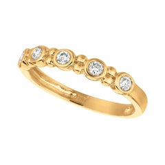 0.25 Carat 5 Stone Natural Diamond Bezel Set Ring Band G SI 14k Yellow Gold