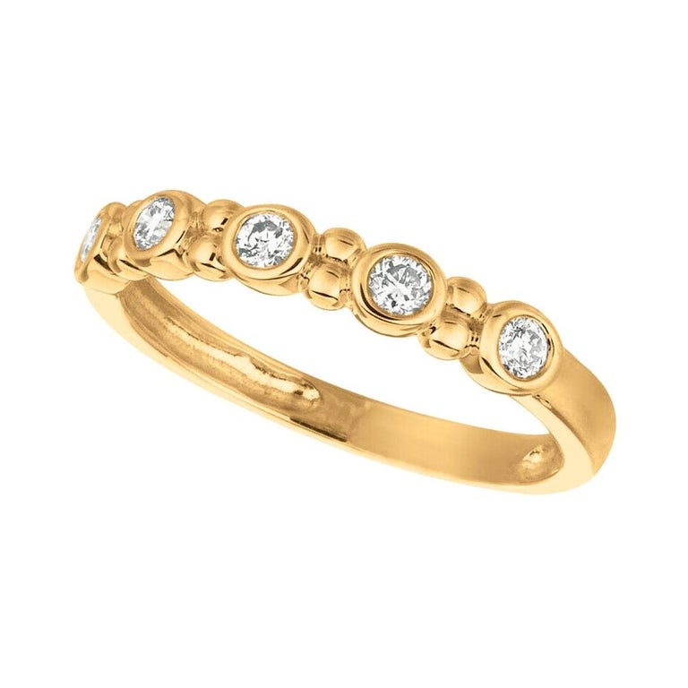 Customizable 0.25 Carat 5 Stone Natural Diamond Bezel Set Ring Band G