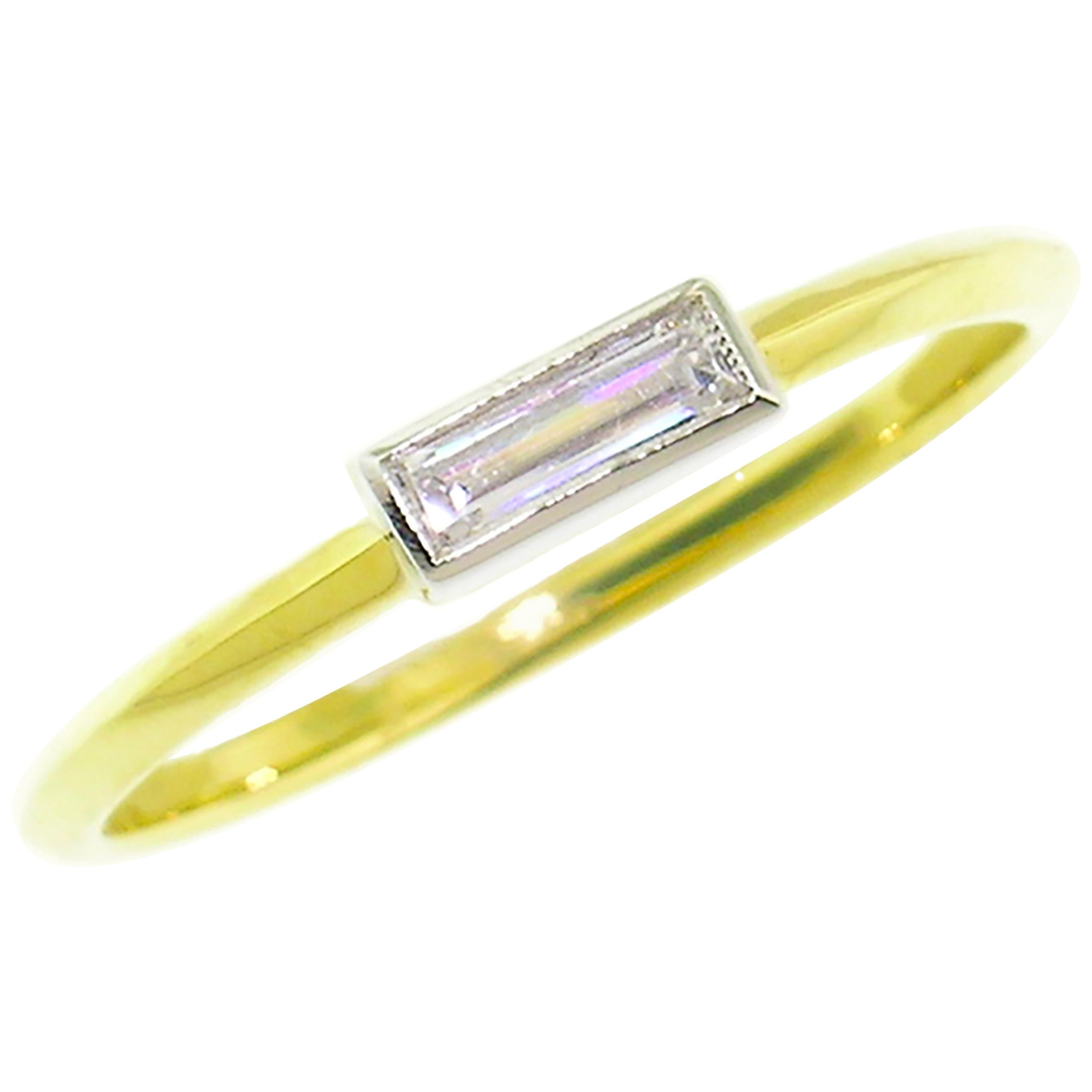 0.25 Carat Baguette Cut Diamond in Platinum and 18 Karat Ring by Dan Peligrad