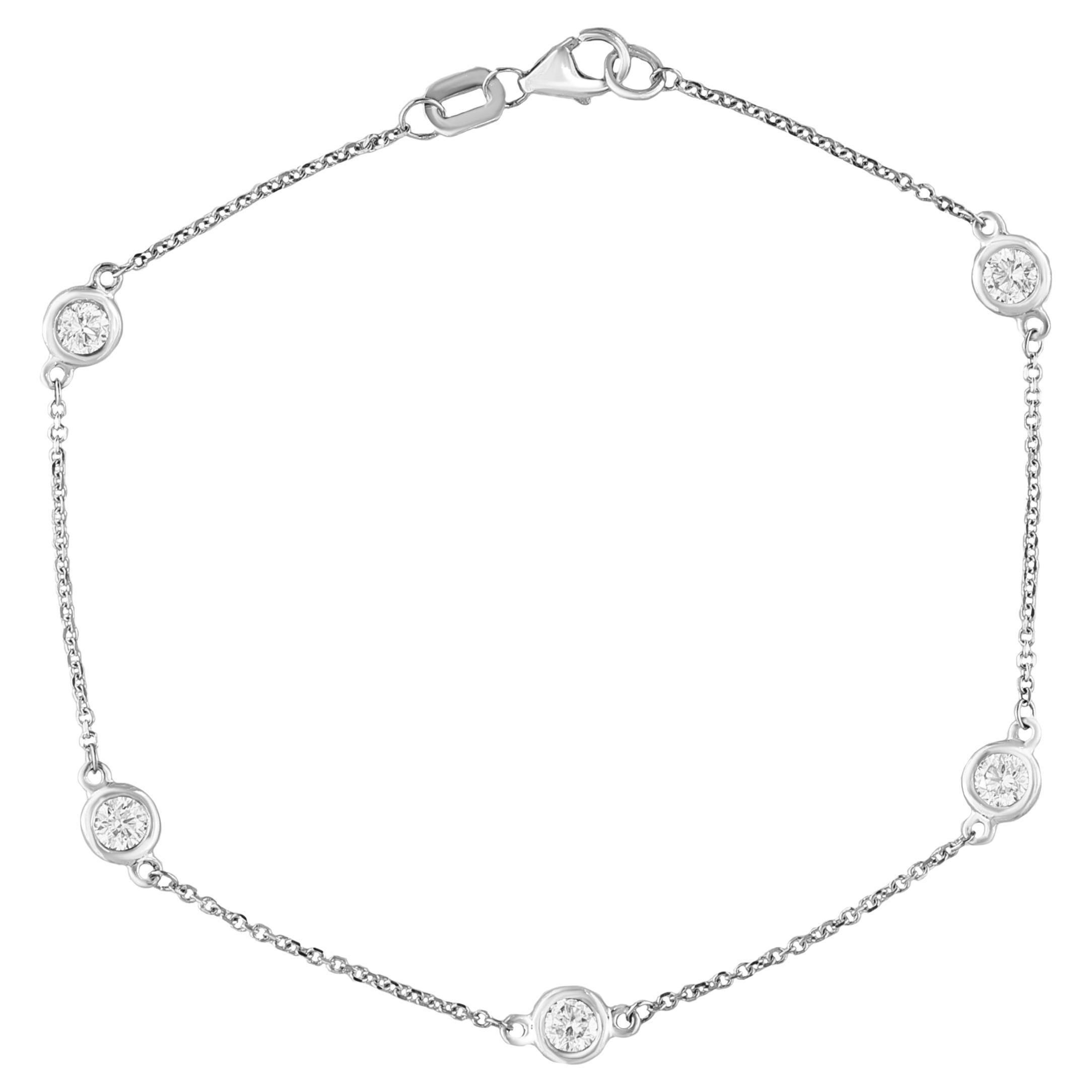 Bracelet « by the Yard » en or blanc 14 carats avec diamants taille brillant 0,25 carat