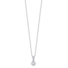 0.25 Carat Cluster Pave Set 18kt White Gold Round White Diamond Chain Pendant