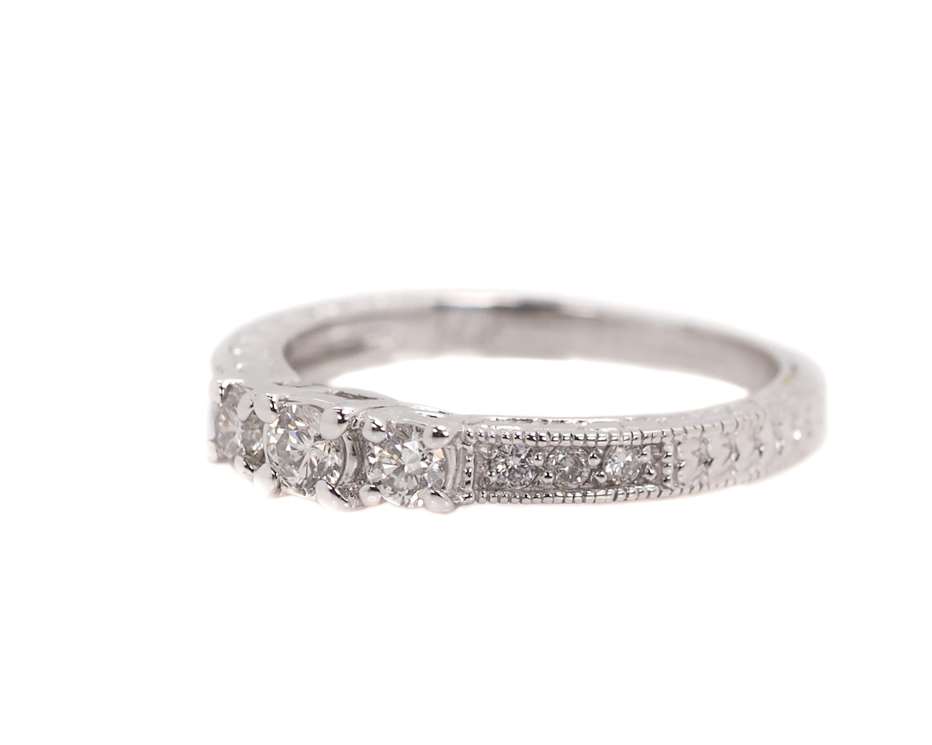 Modern 0.25 Carat Diamond and 14 Karat White Gold Vintage Inspired Engagement Ring
