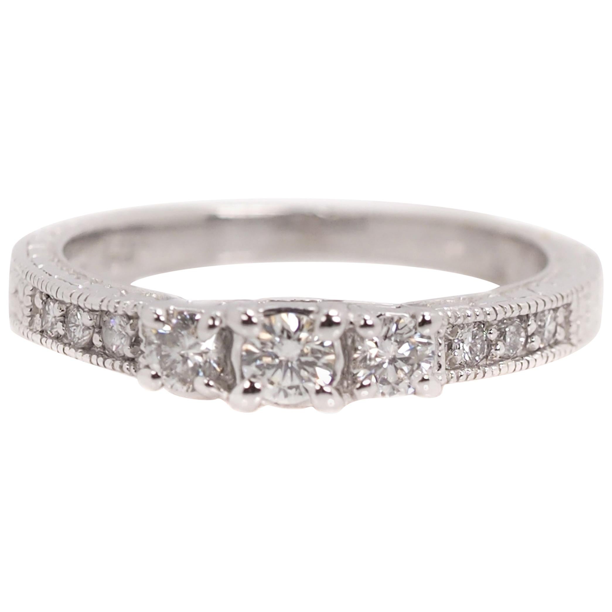 0.25 Carat Diamond and 14 Karat White Gold Vintage Inspired Engagement Ring