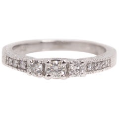 Bague de fiançailles d'inspiration vintage en or blanc 14 carats et diamants de 0,25 carat