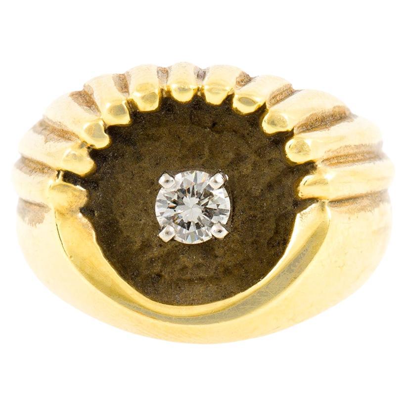 0.25 Carat Diamond and 14K Gold Mens Ring For Sale