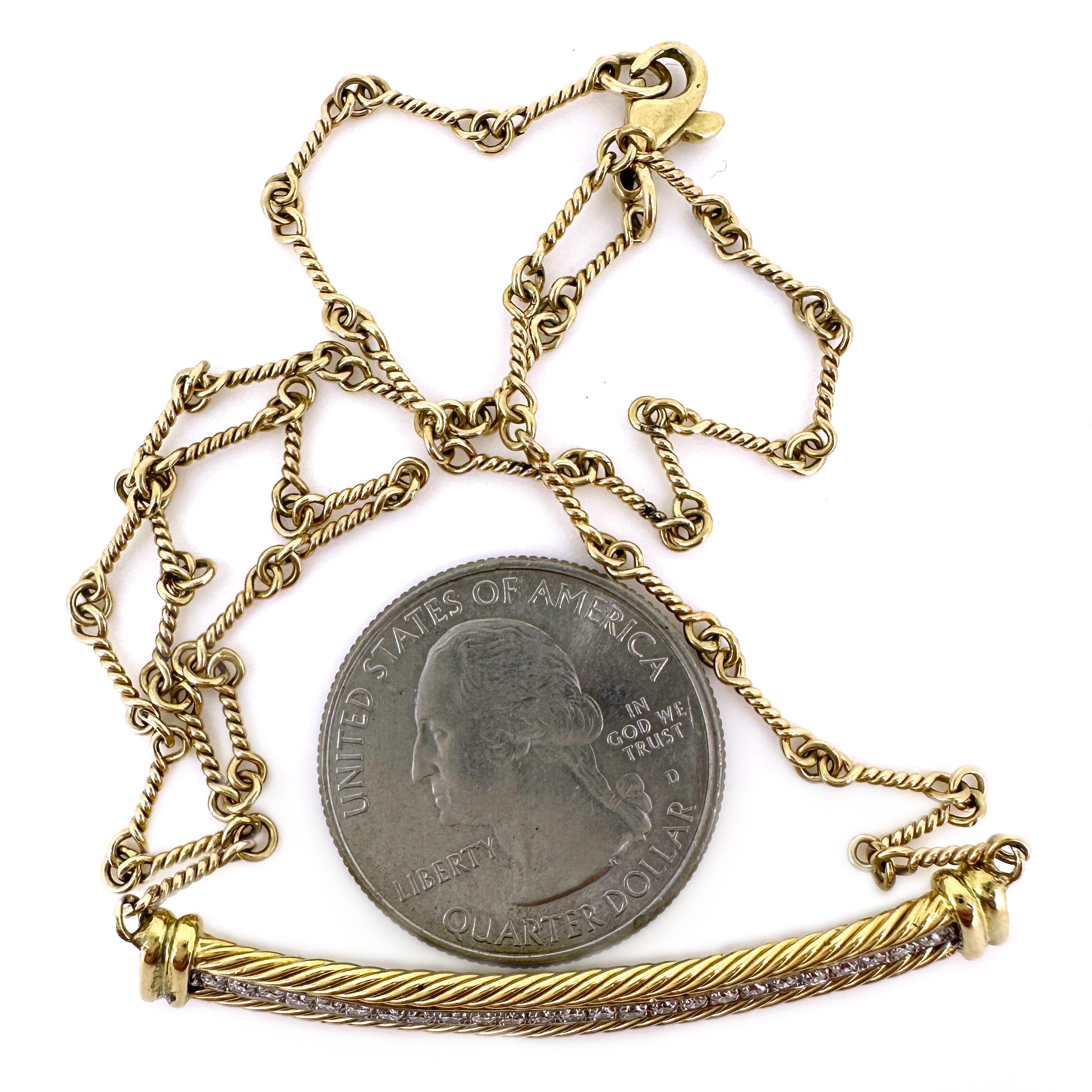 0.25 Carat Diamond Bar Necklace in 18K Gold on Fancy 14K Gold Bar Chain 1