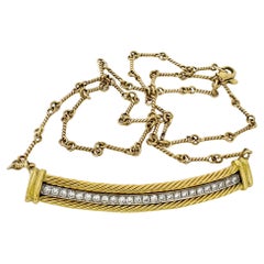 0.25 Carat Diamond Bar Necklace in 18K Gold on Fancy 14K Gold Bar Chain