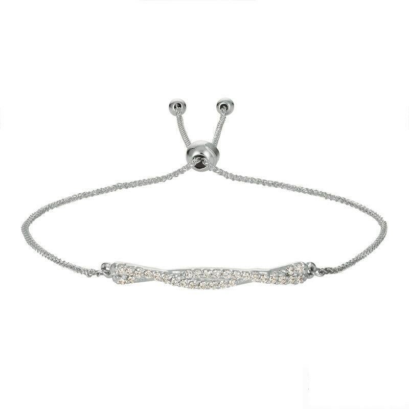 Contemporaneo Bracciale Bolo con diamanti da 0,25 carati G SI in oro bianco 14K in vendita