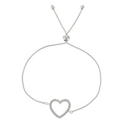 0.25 Carat Diamond Bolo Heart Bracelet G SI 14K White Gold