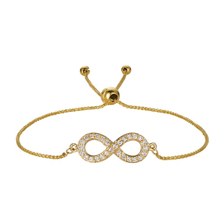 Bracelet Bolo Infinity réglable en or jaune 14 carats avec diamants de 0,25 carat G SI en vente