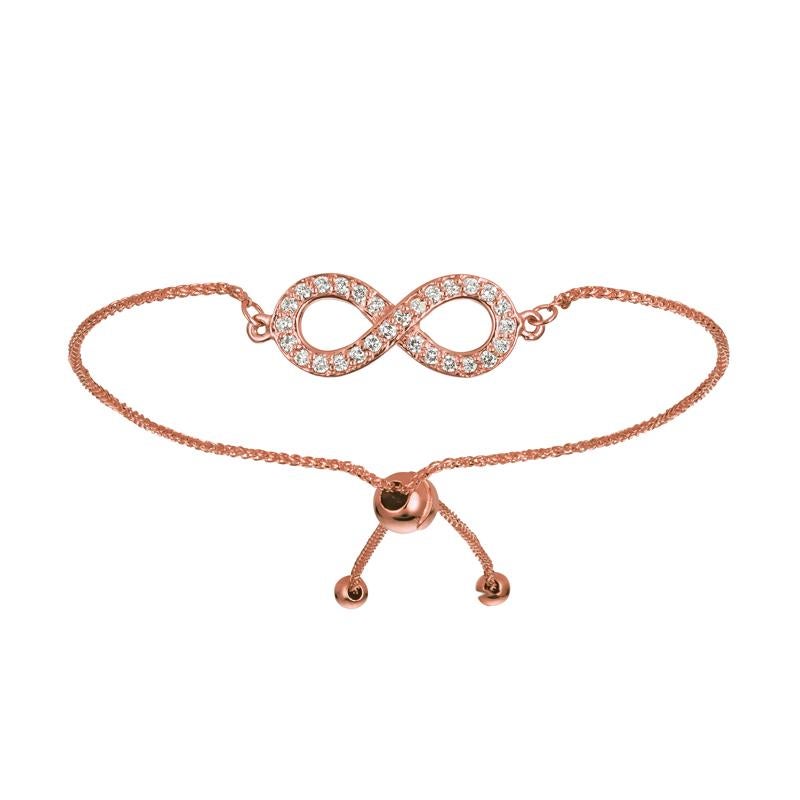 Contemporain Bracelet Bolo Infinity réglable en or rose 14 carats et diamants 0,25 carat G SI en vente