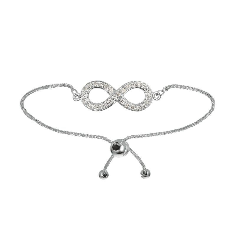 Contemporain Bracelet Bolo Infinity réglable en or blanc 14 carats avec diamants de 0,25 carat G SI en vente