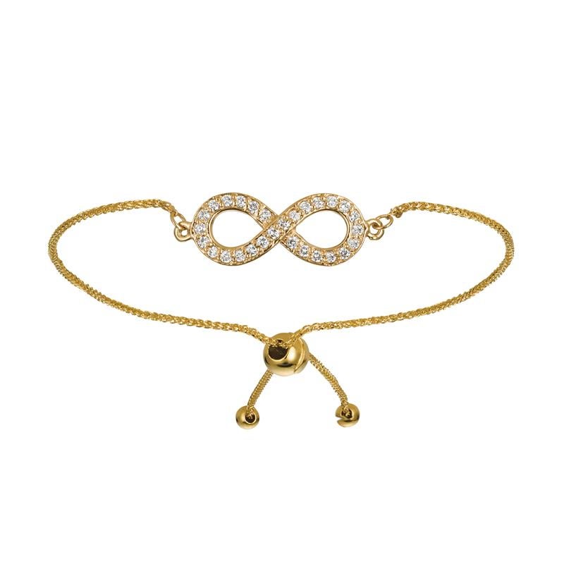Contemporain Bracelet Bolo Infinity réglable en or jaune 14 carats avec diamants de 0,25 carat G SI en vente