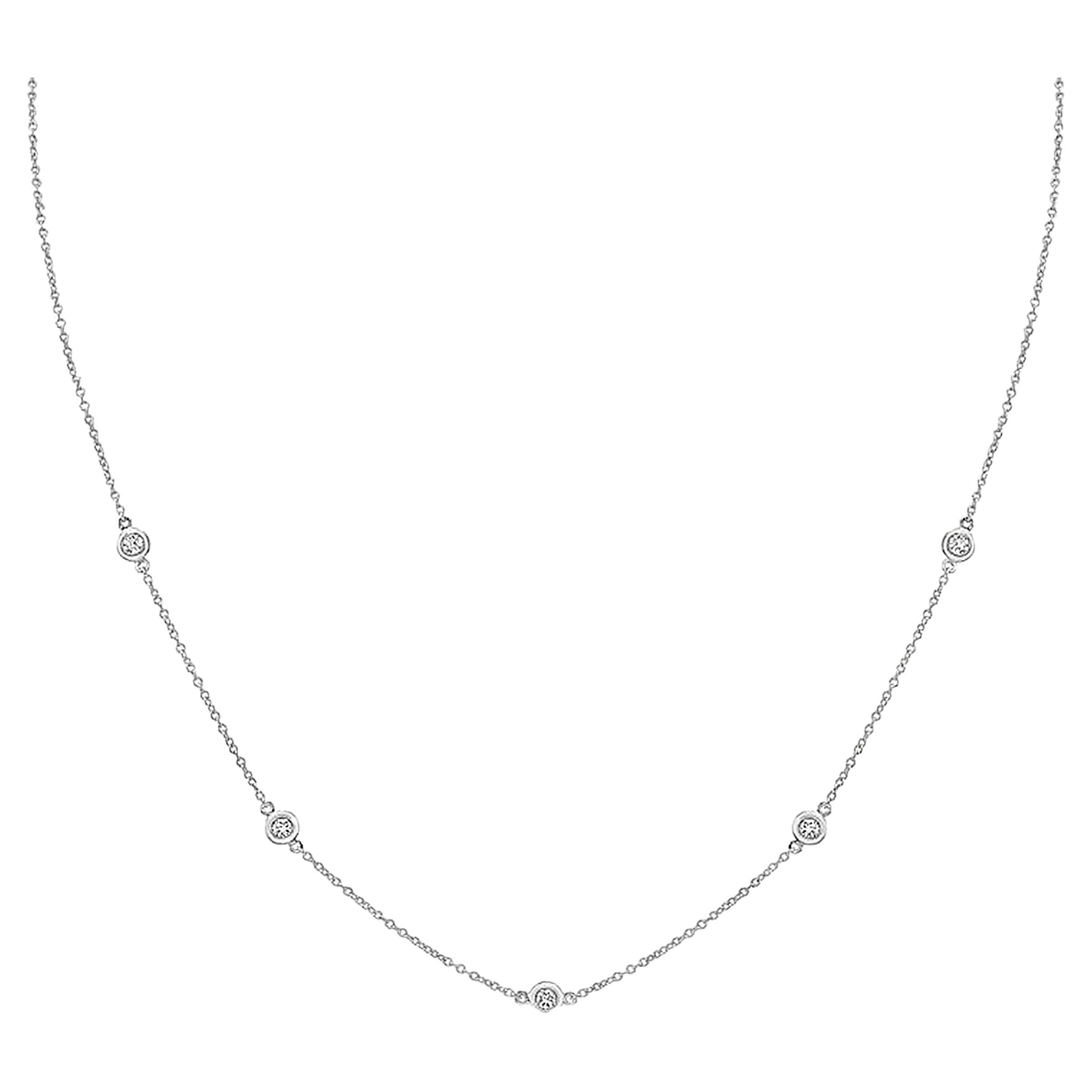 0.25 Carat Diamond by the Yard Chain Necklace in 14K White Gold For Sale
