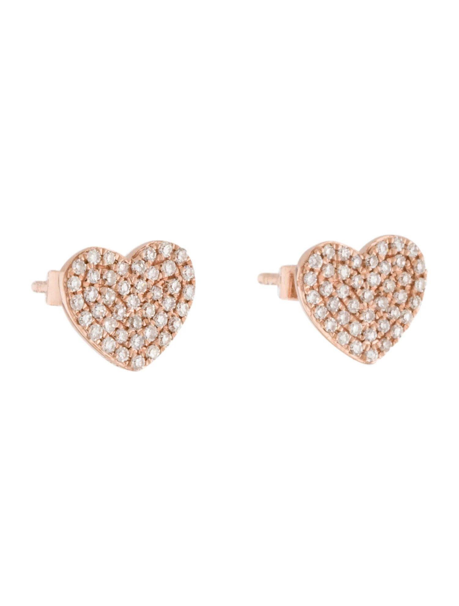 Round Cut 0.25 Carat Diamond Heart Rose Gold Stud Earrings  For Sale