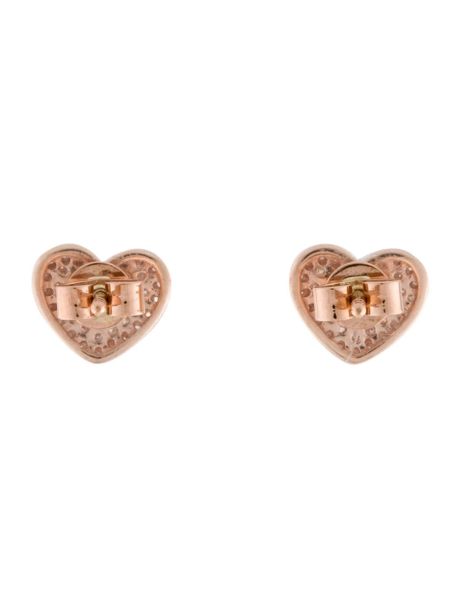 0.25 Carat Diamond Heart Rose Gold Stud Earrings  In New Condition For Sale In Great Neck, NY