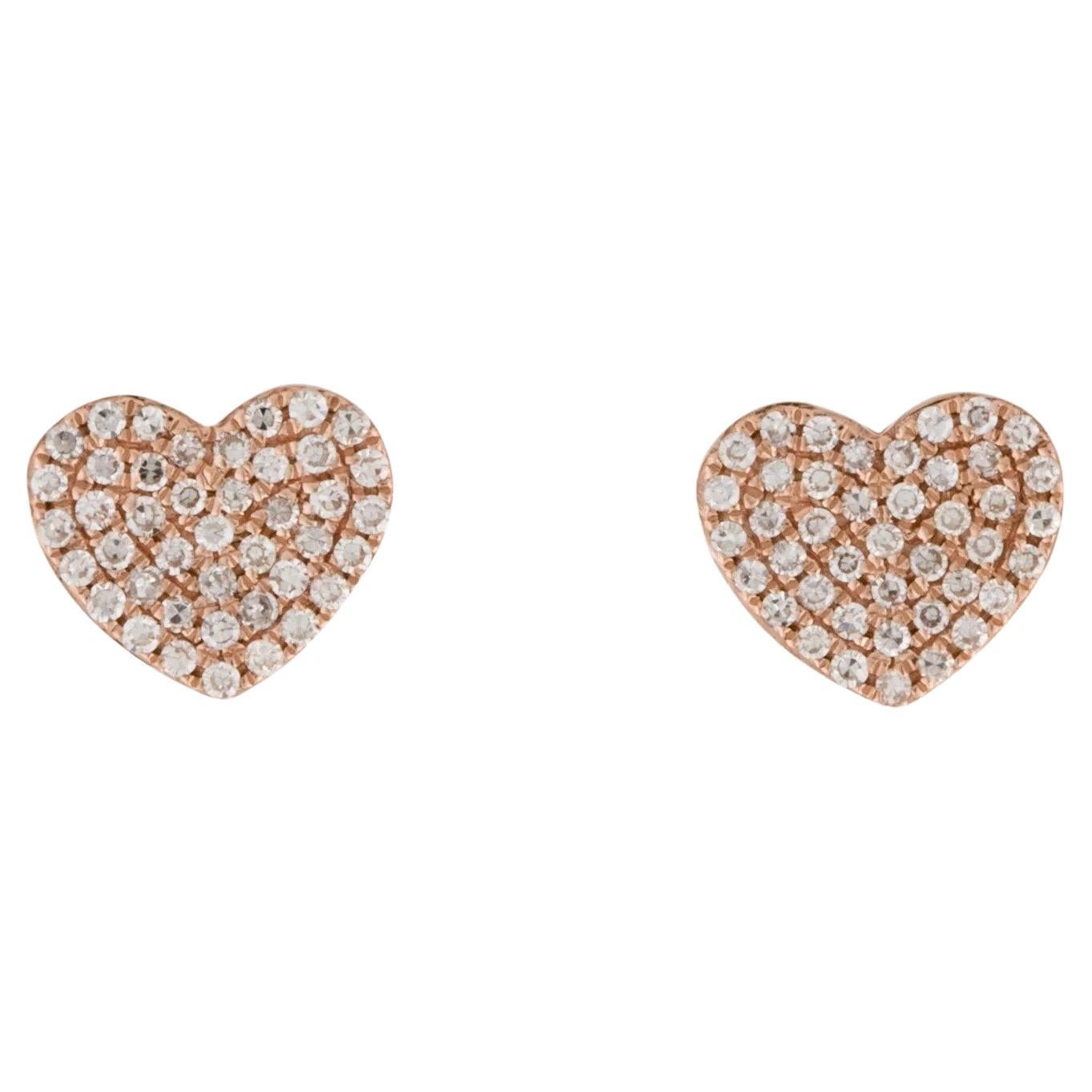 0.25 Carat Diamond Heart Rose Gold Stud Earrings  For Sale