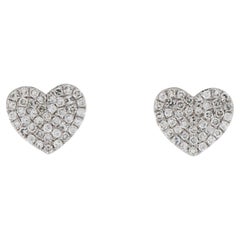 Boucles d'oreilles or blanc 0,25 carat diamant cœur 