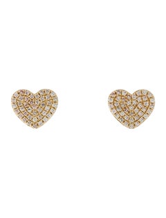 0.25 Carat Diamond Heart Yellow Gold Stud Earrings