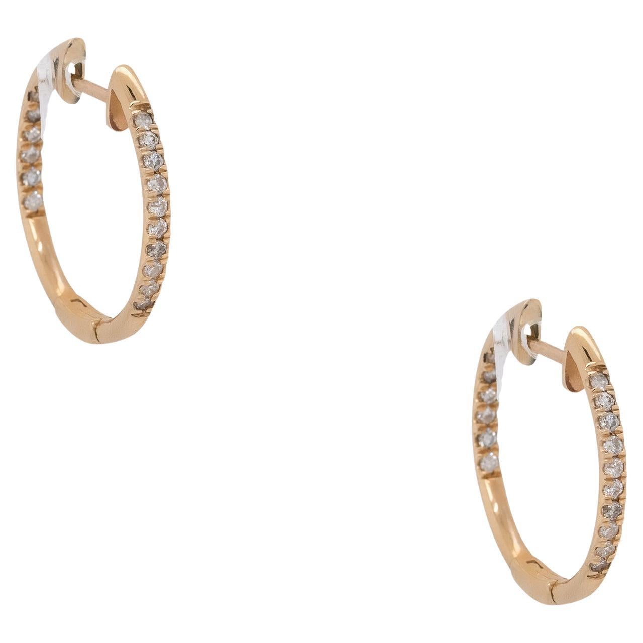 13.20 Carat White Diamond Hoops Earrings, Full Pave, Inside/Out For