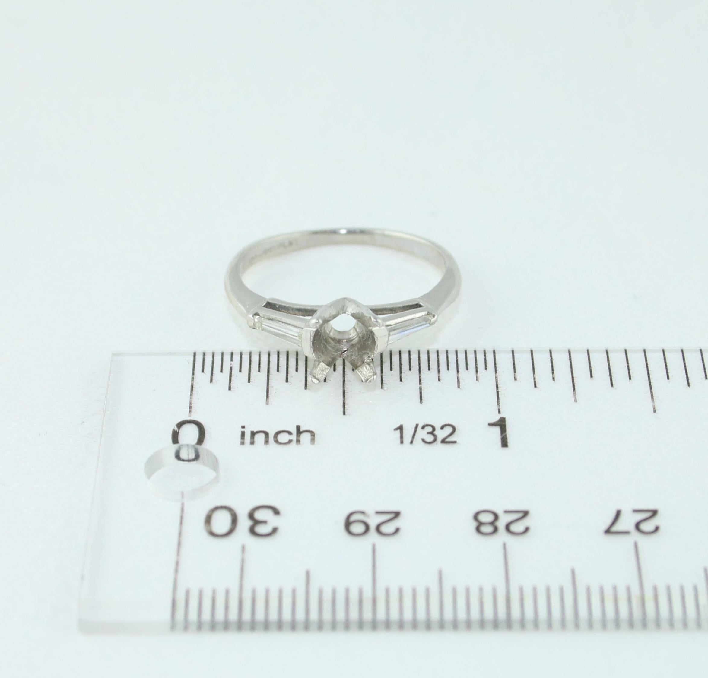 0.25 Carat Diamond Platinum Engagement Ring Setting Mounting For Sale 1