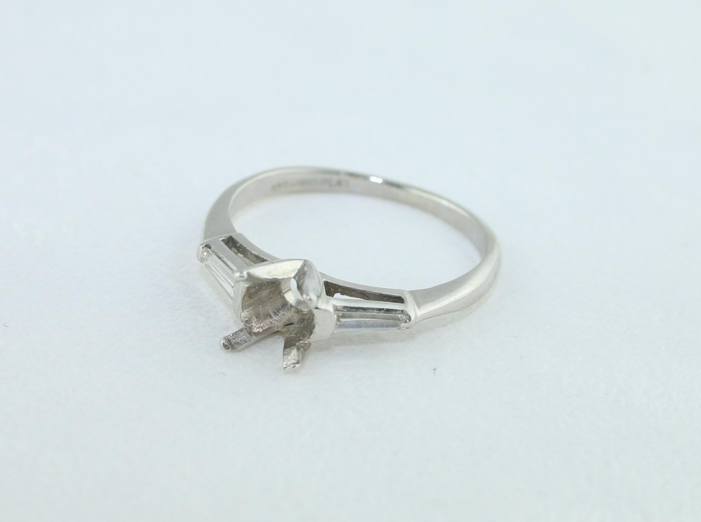 0.25 Carat Diamond Platinum Engagement Ring Setting Mounting For Sale 2