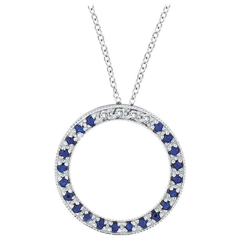 0.25 CT Diamond and Blue Sapphire Evil Eye Pendant Necklace 14k Yellow Gold Over 