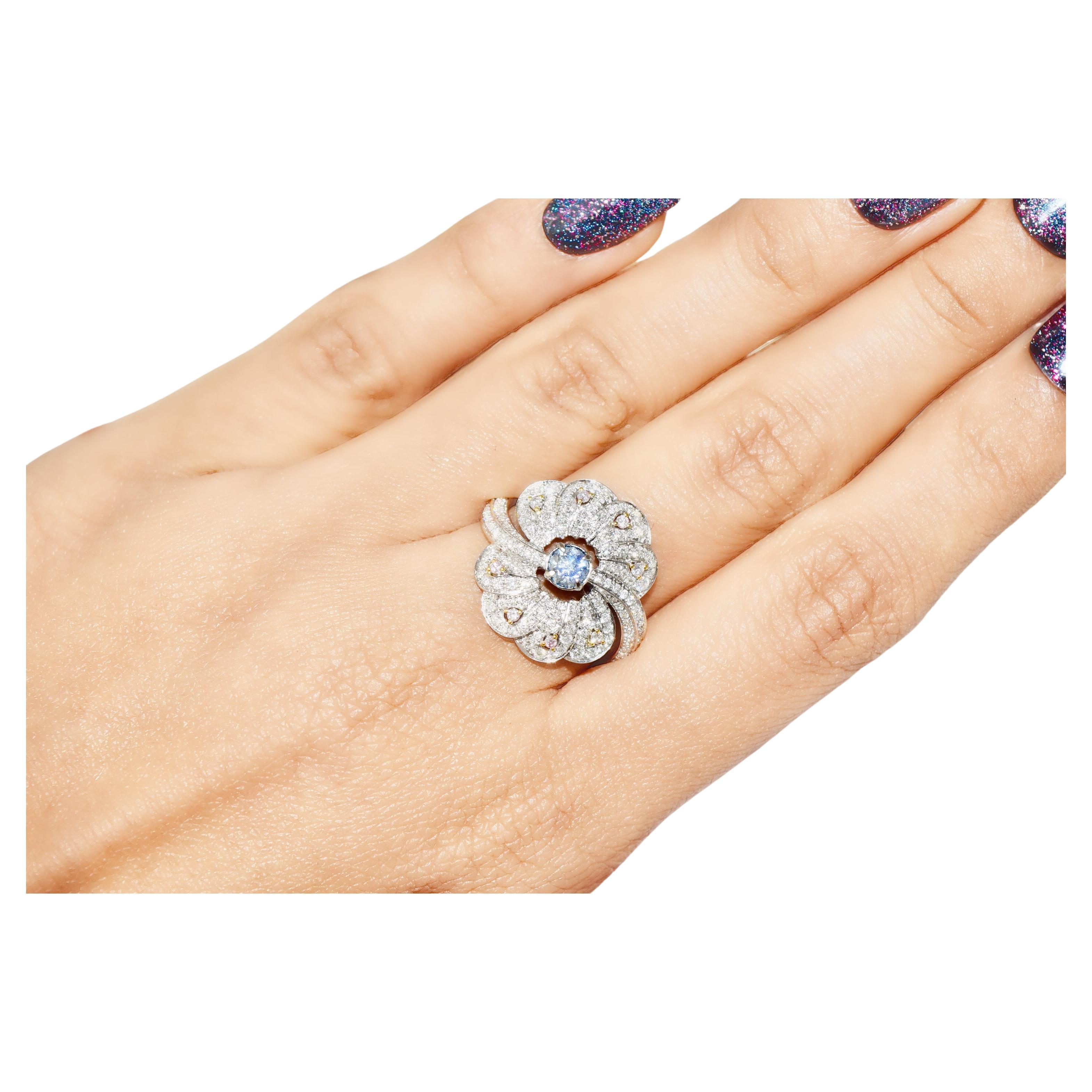 0.25 Carat Fancy Blue Diamond Ring SI Clarity AGL Certified