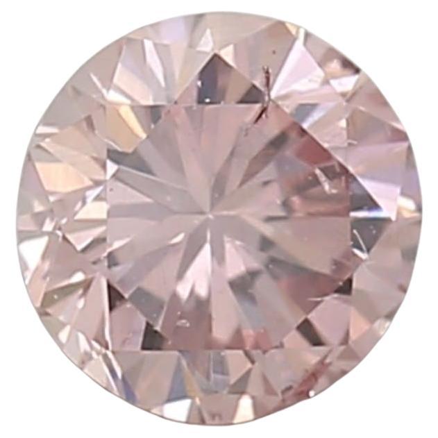 Diamant rose orange fantaisie taille ronde de 0,25 carat, pureté SI2, certifié GIA