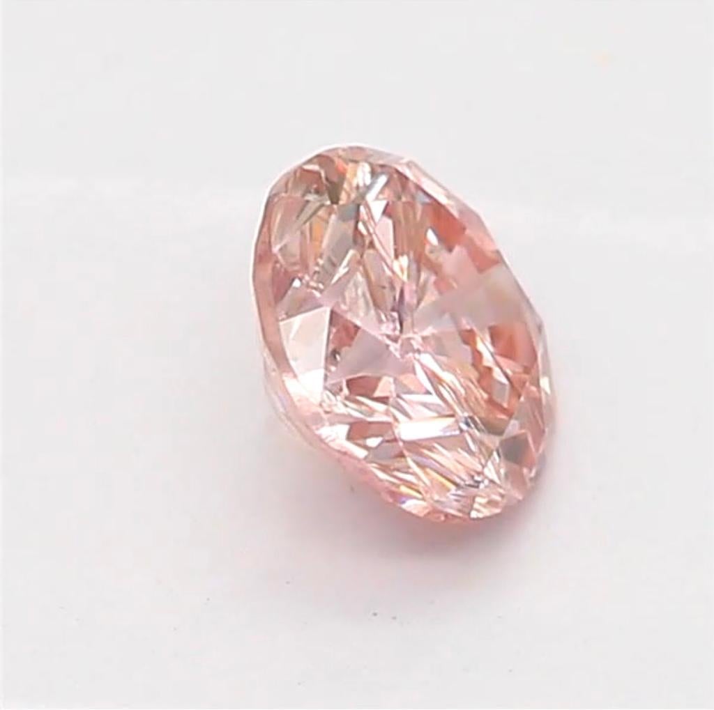 0.25 Carat Fancy Orangy Pink Round Shaped Diamond I1 Clarity CGL Certified For Sale 5
