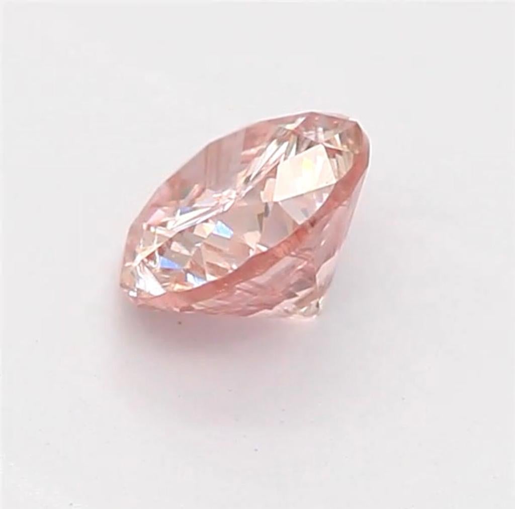 0.25 Karat Ausgefallener runder orange-rosa runder Diamant I1 Reinheit CGL zertifiziert im Zustand „Neu“ im Angebot in Kowloon, HK