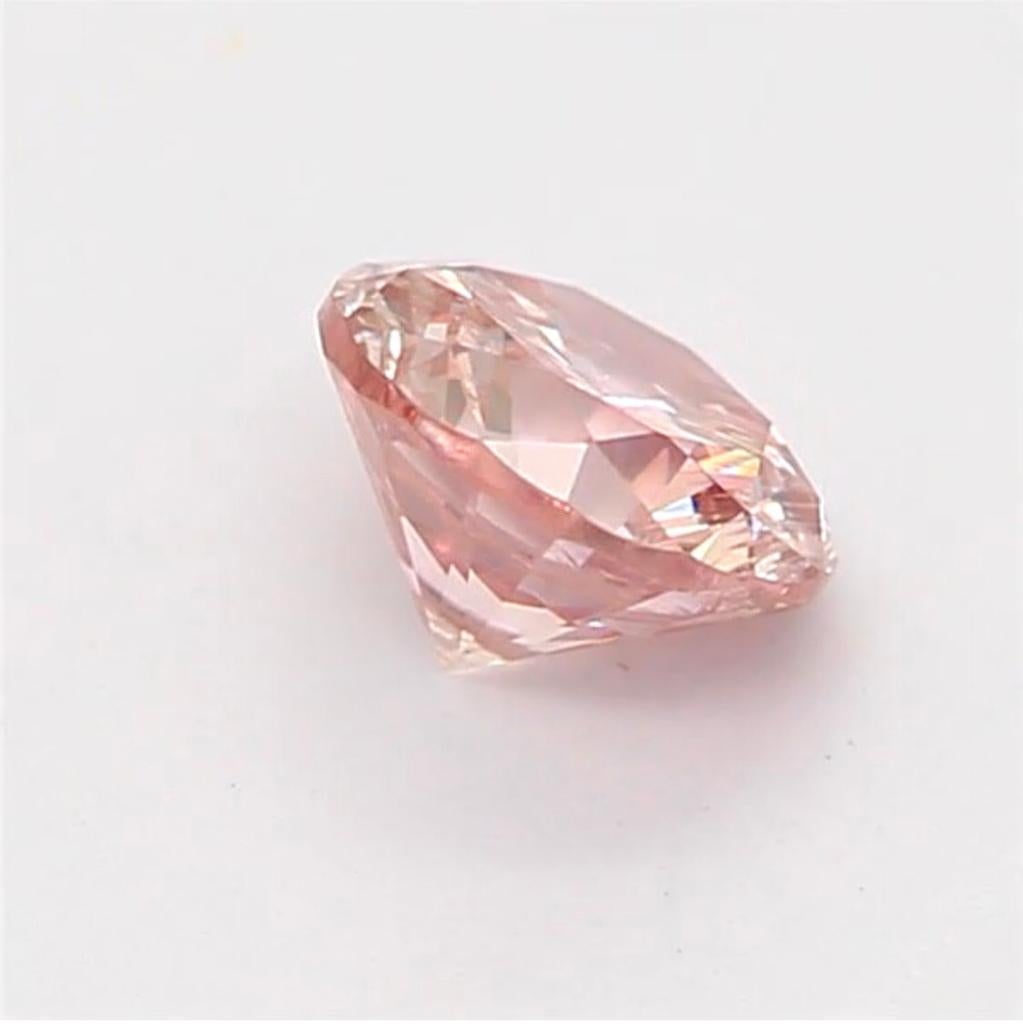 0.25 Carat Fancy Orangy Pink Round Shaped Diamond I1 Clarity CGL Certified For Sale 1