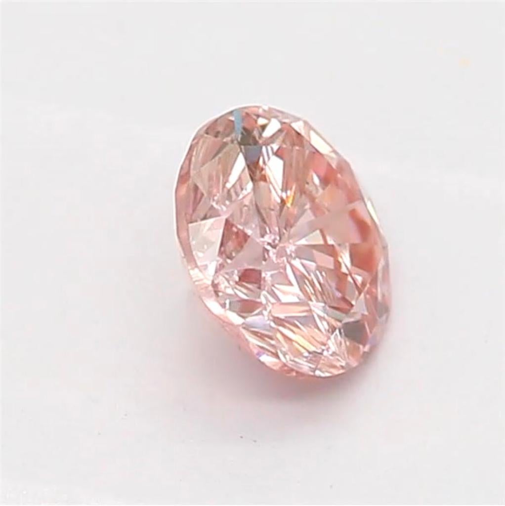 0.25 Carat Fancy Orangy Pink Round Shaped Diamond I1 Clarity CGL Certified For Sale 3